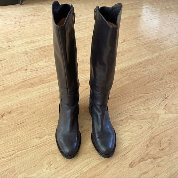 |Via Spiga| Black Leather Knee High Cody Riding Boots Size 7.5 - Picture 3 of 11